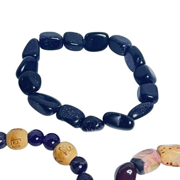 Lot Of 3 Purple And Brown Stretch Bracelets (6111) - Picture 2 of 4